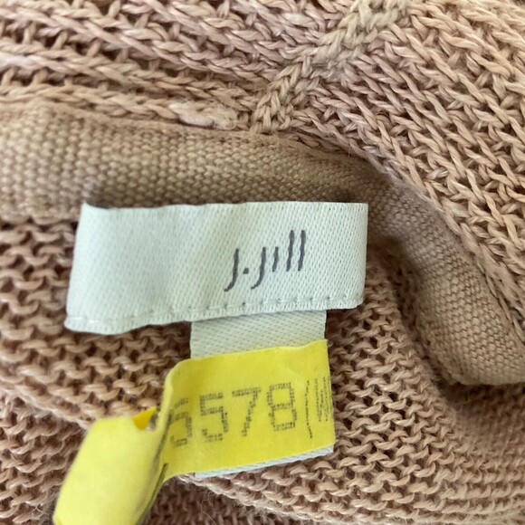 J Jill Cardigan Sweater Womens L Linen blend Long Sleeve Open Front pockets rose - Picture 5 of 13